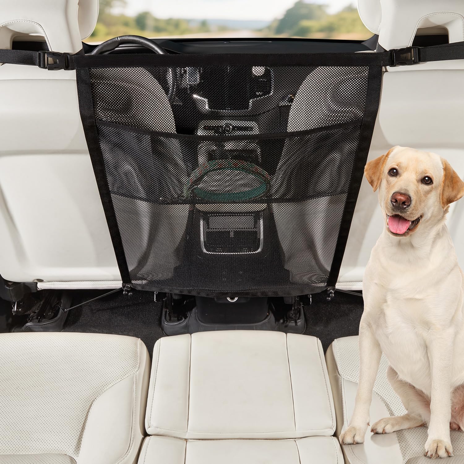 Veitail dog car barrier backseat keeps pets contained during drive