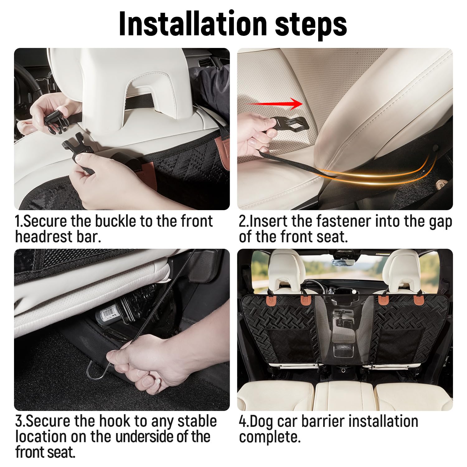 Veitail dog car barrier installation is quick and easy
