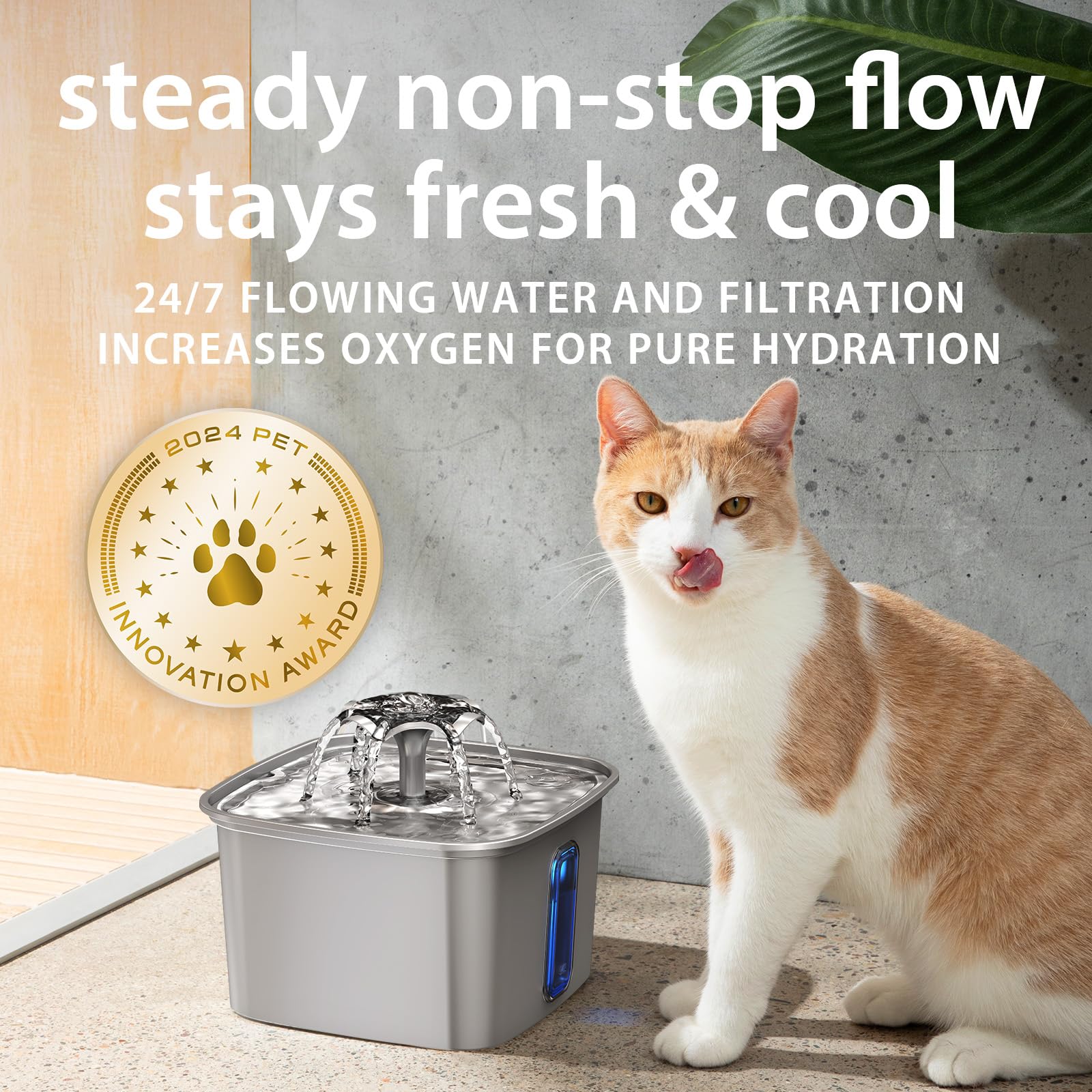Veken 108oz capacity fountain supports multiple pets without frequent refills