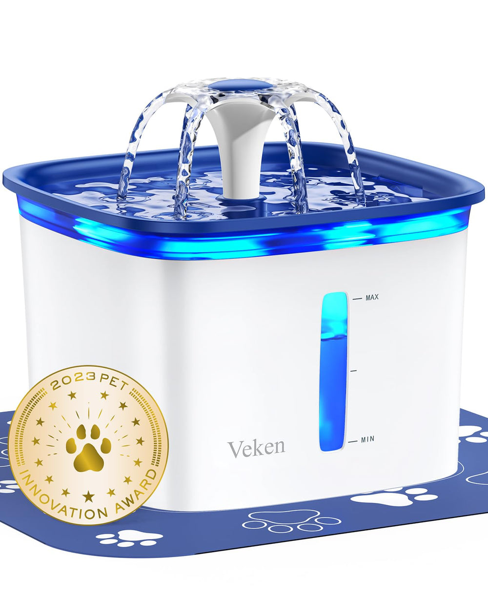 Veken 95oz pet fountain front view, BPA-free and easy to clean
