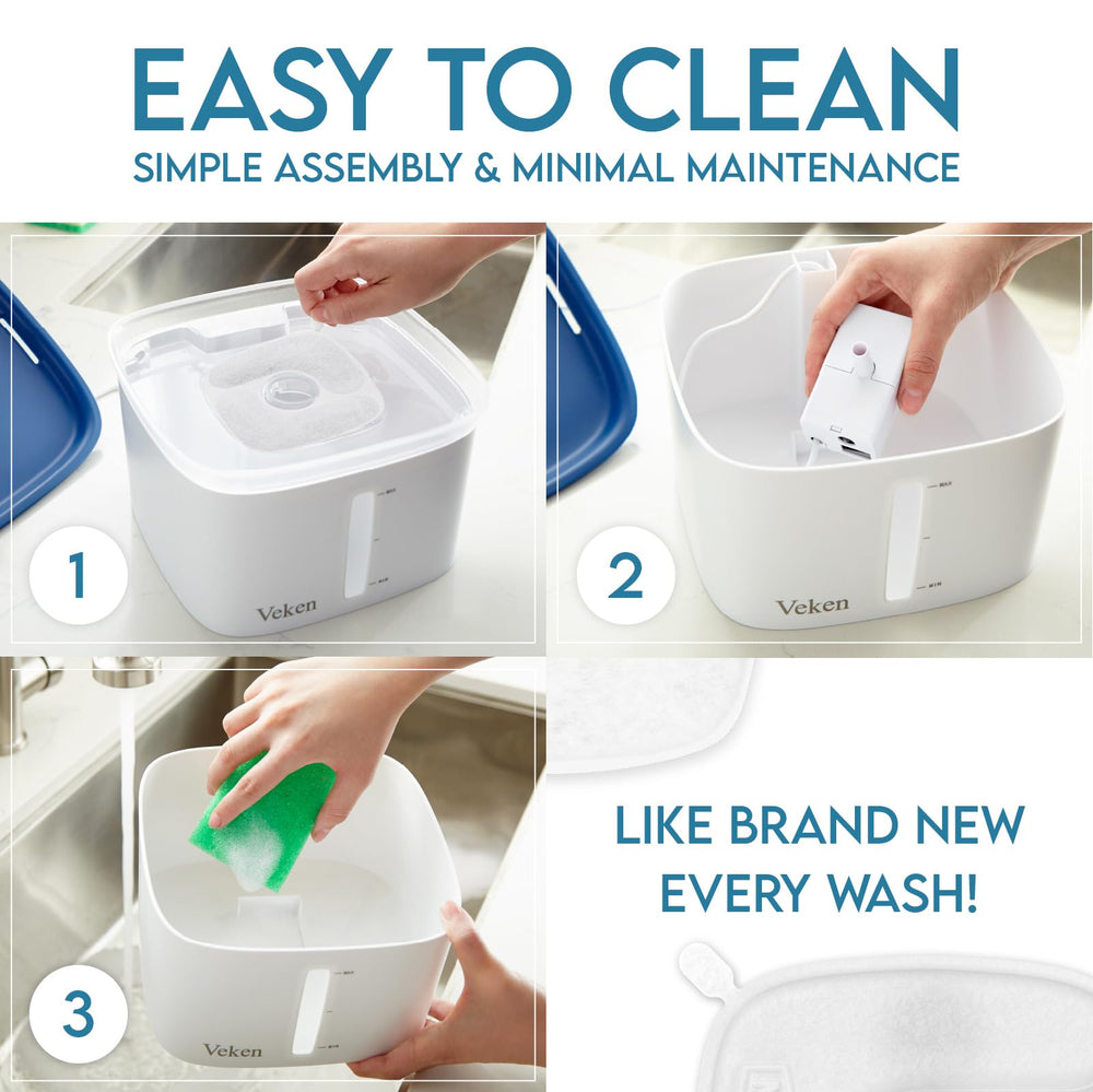 Veken 95oz gentle fountain mode offers calm sipping for smaller pets