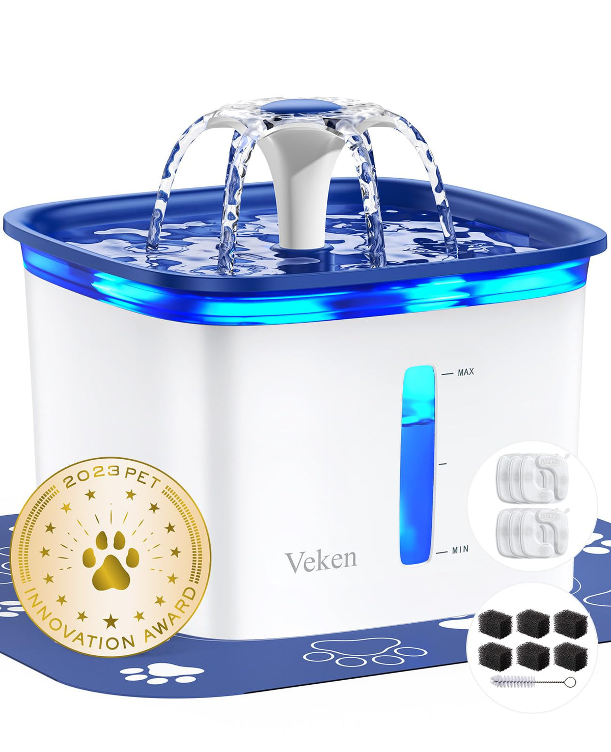 Veken 95oz pet fountain reservoir with high capacity for longer hydration
