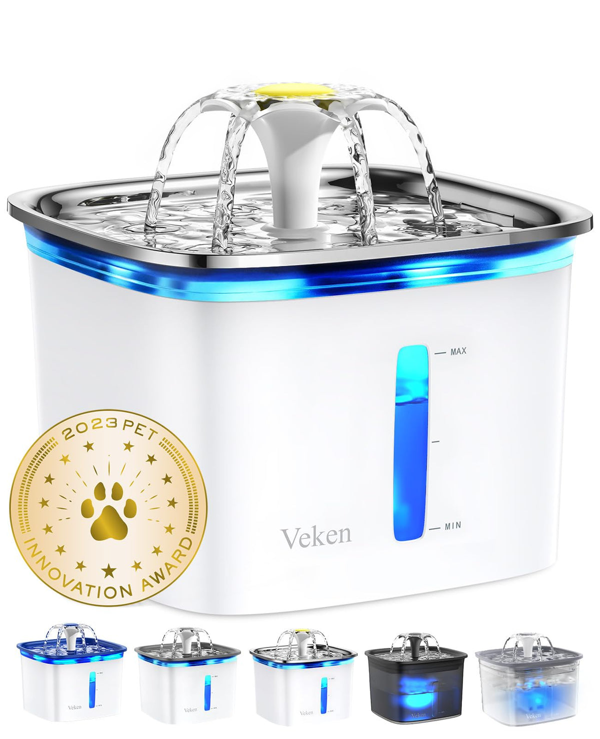 Veken 95oz fountain full product view showing hydration station for pets
