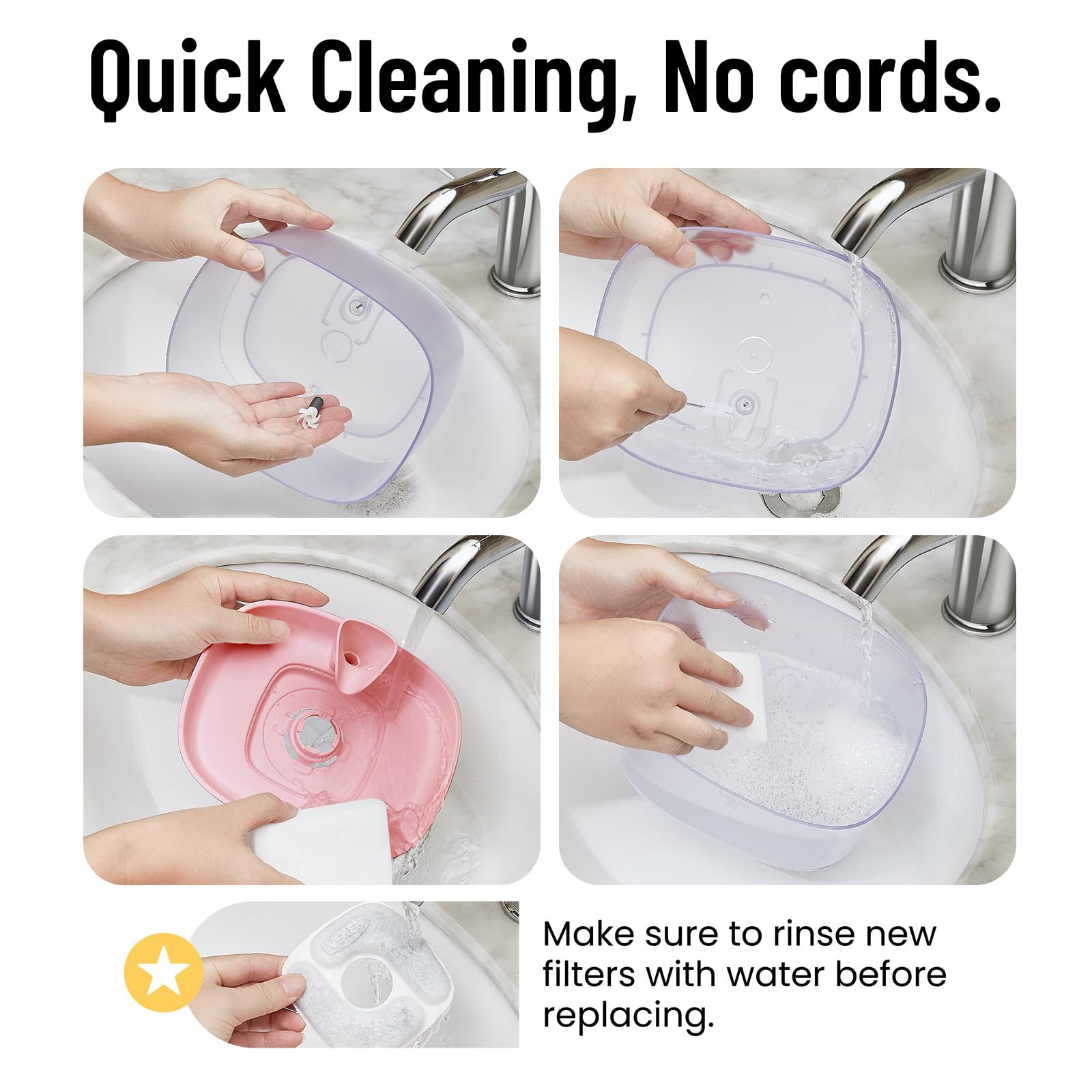Veken cleaning brush included for thorough care.
