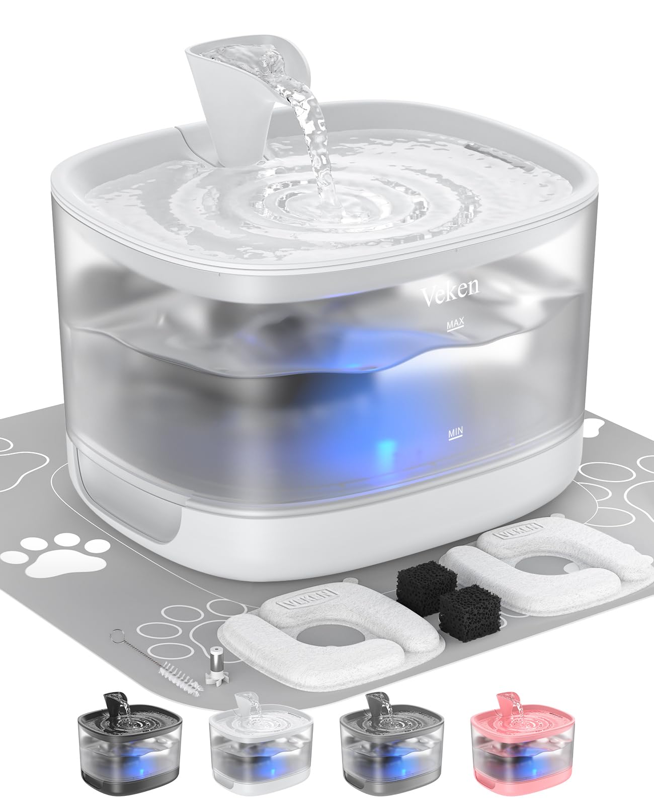 Veken cat water fountain with detachable tank for quick cleaning