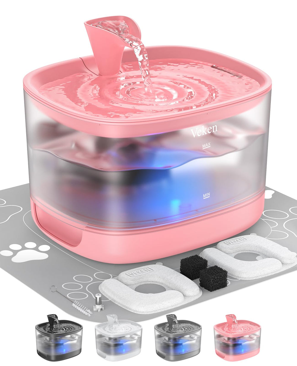 Veken cat water fountain with detachable tank for easy cleaning.