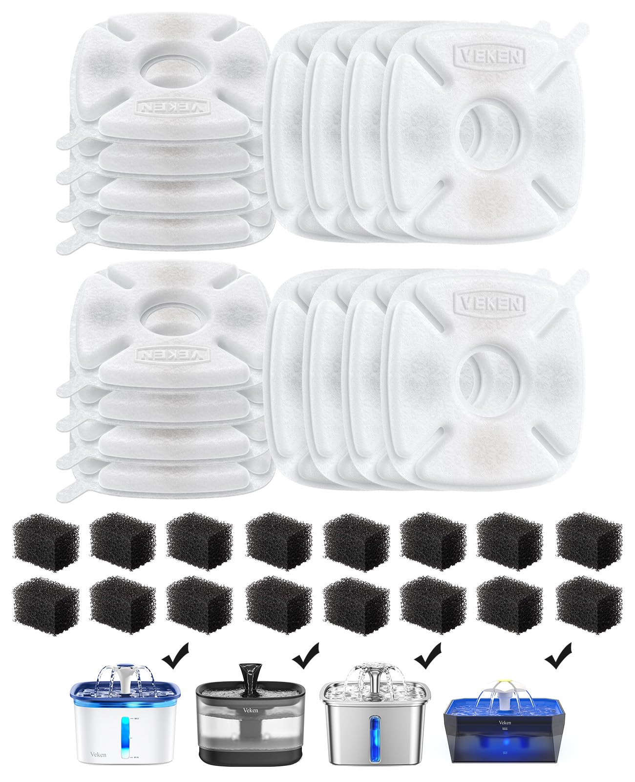 Veken cat water fountain filter delivers clean, fresh water for pets.