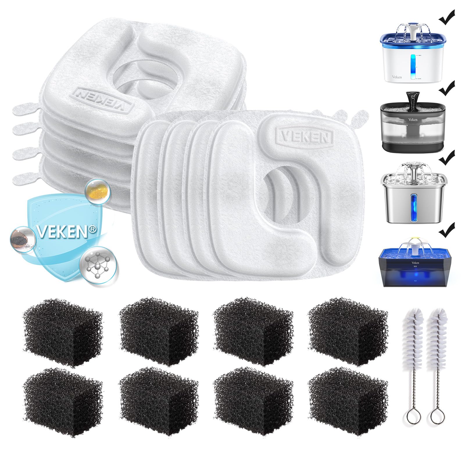 Veken cat fountain filters installed in a fountain, delivering clean water for pets.