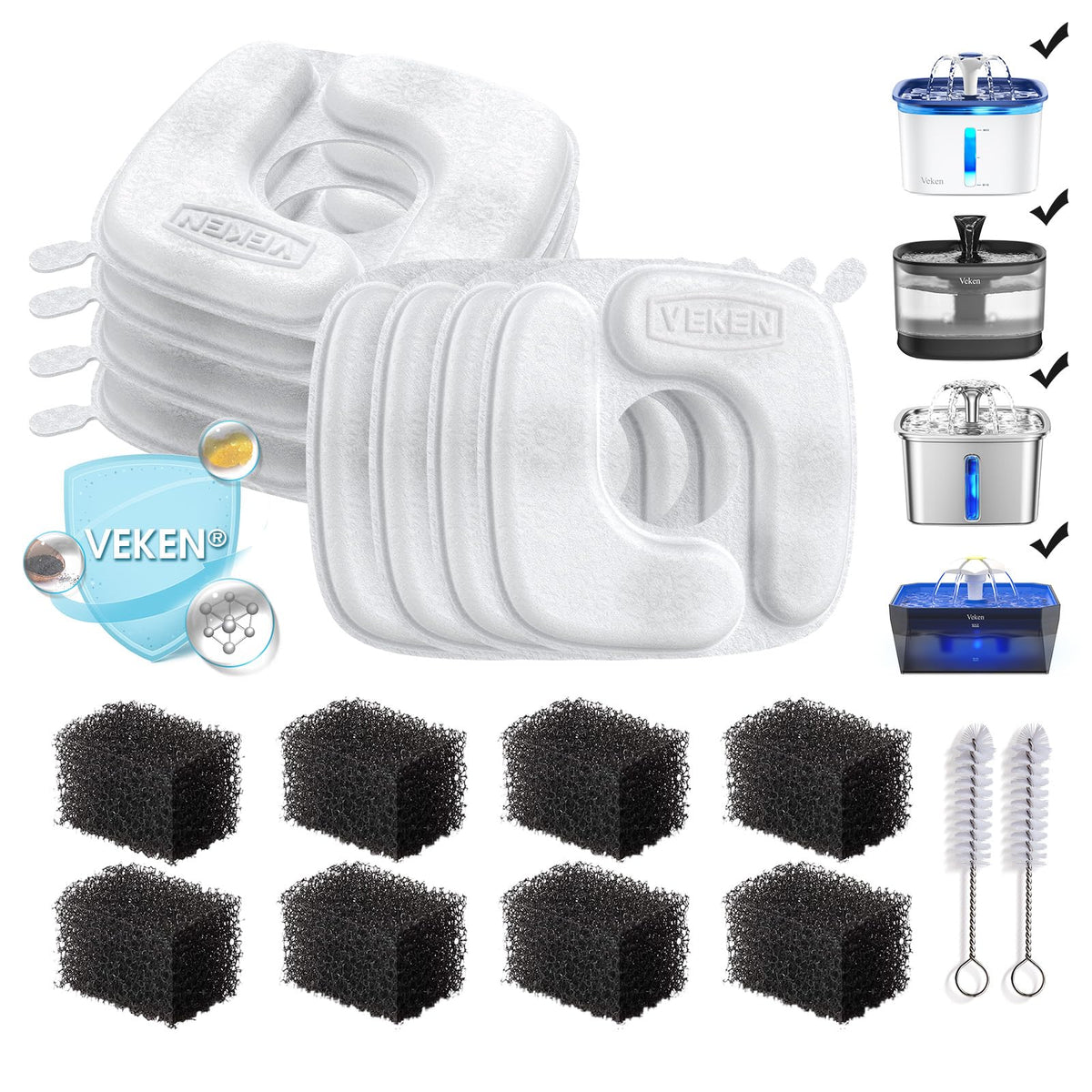 Veken cat fountain filters installed in a fountain, delivering clean water for pets.