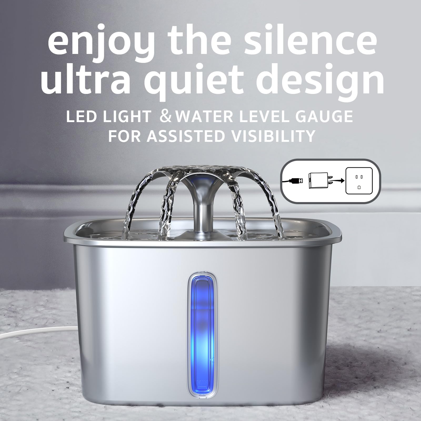 Veken LED light guides pets to the fountain at night