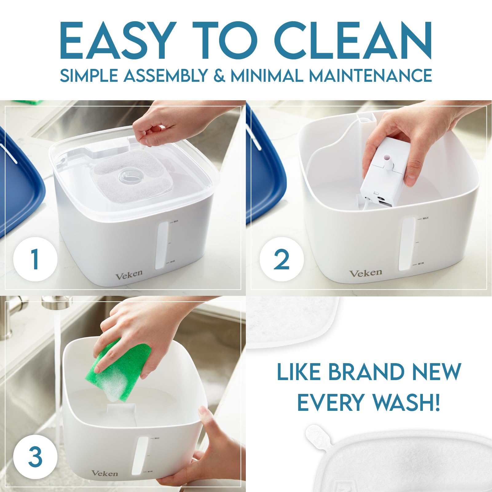 Veken 5-stage filtration improves water taste and clarity.