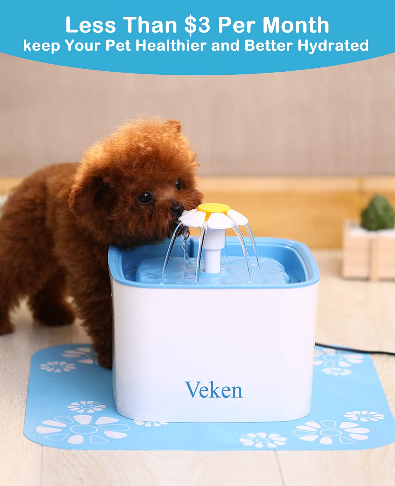 Veken soak-before-use tip prevents carbon dust from entering your pet's water.