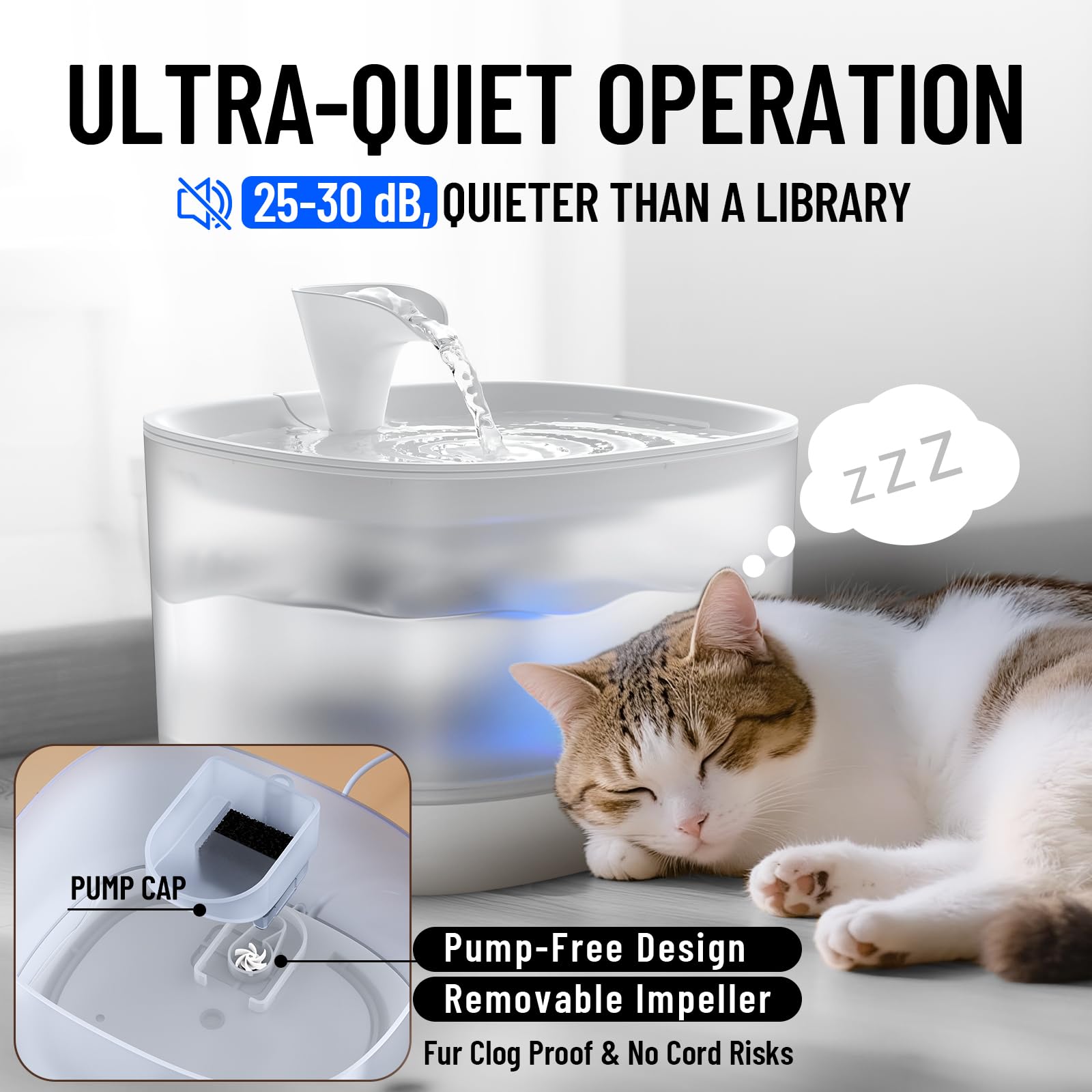 Veken fountain features LED light for easy nighttime viewing