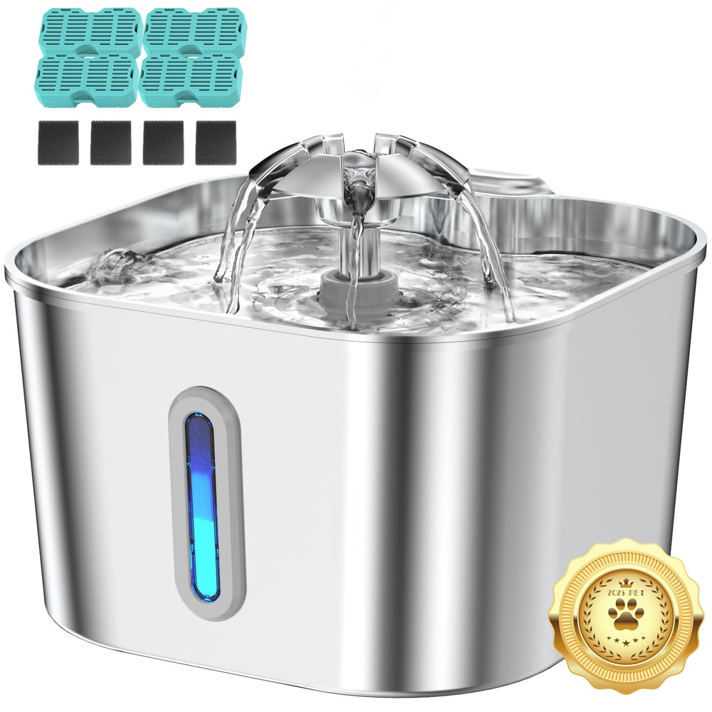 Vekonn cat water fountain in stainless steel for durable, hygienic hydration at home.