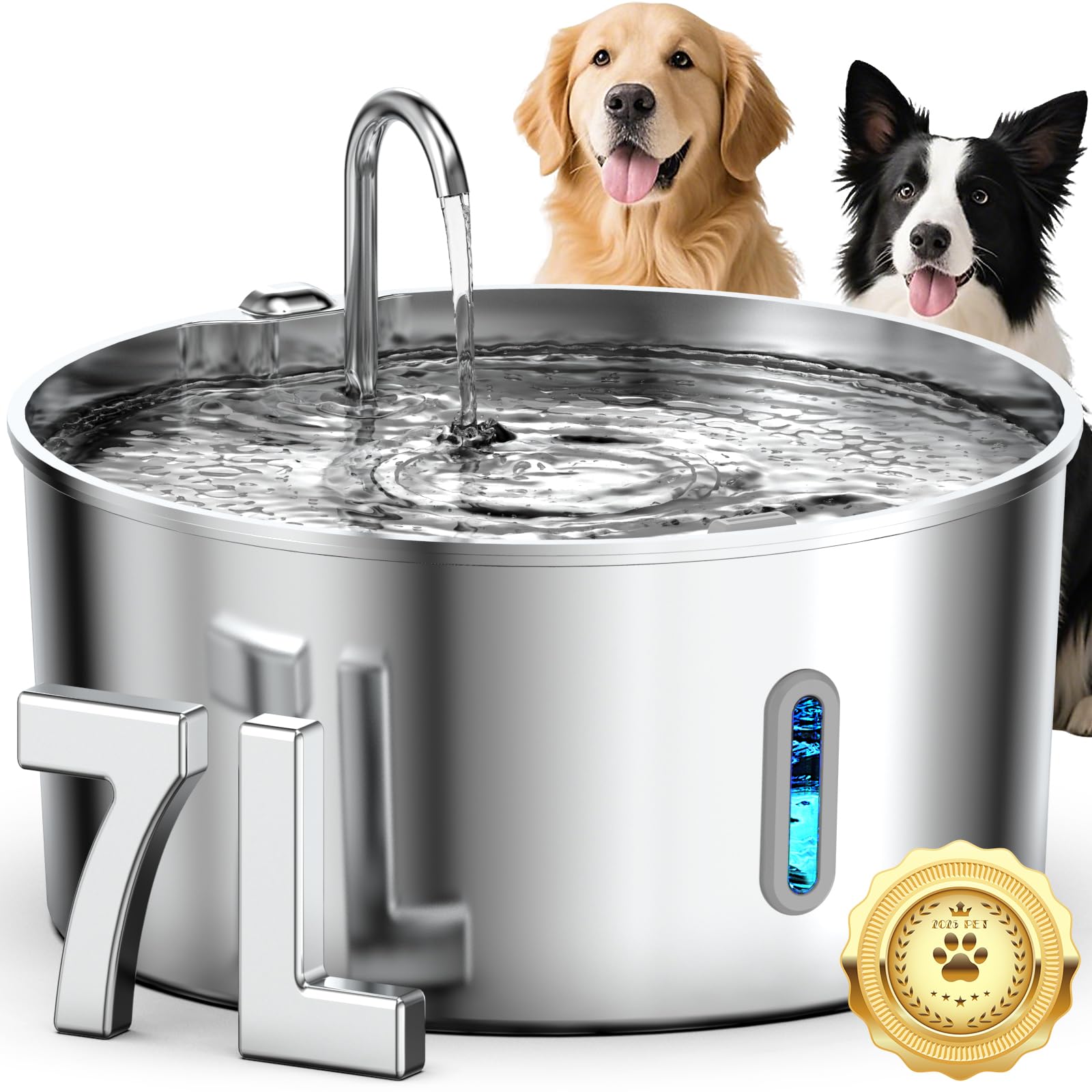 Vekonn 7L dog water fountain for large breeds, showing capacity and form.