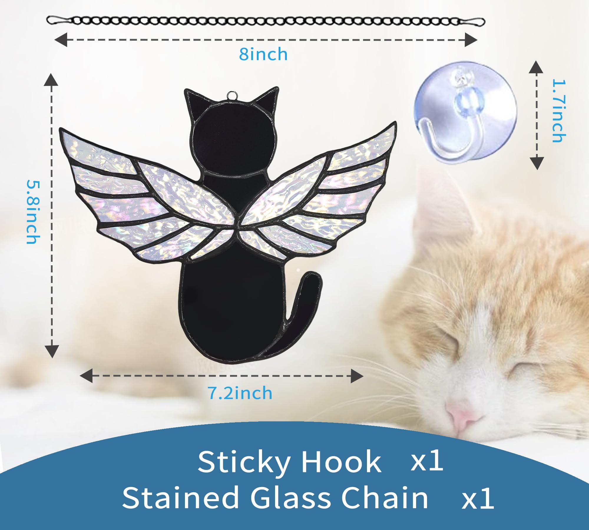 Velasyart colorful glow suncatcher, black cat design, enhances home decor with gentle sunlight.