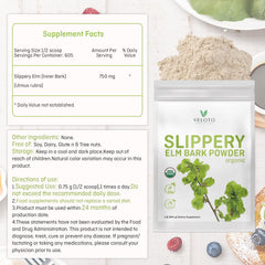 VELOTO slippery elm powder dissolving in water for gentle digestion support.