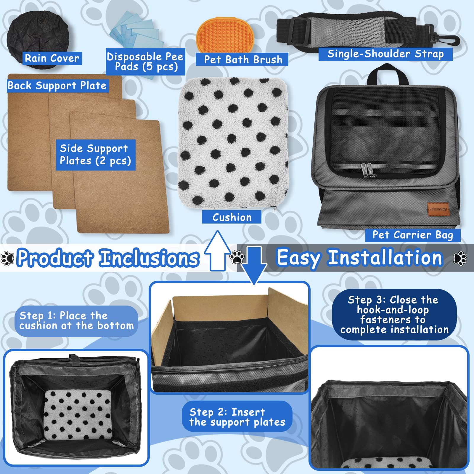 VeluXanipyr dog bike basket removable fleece pad adds comfort.