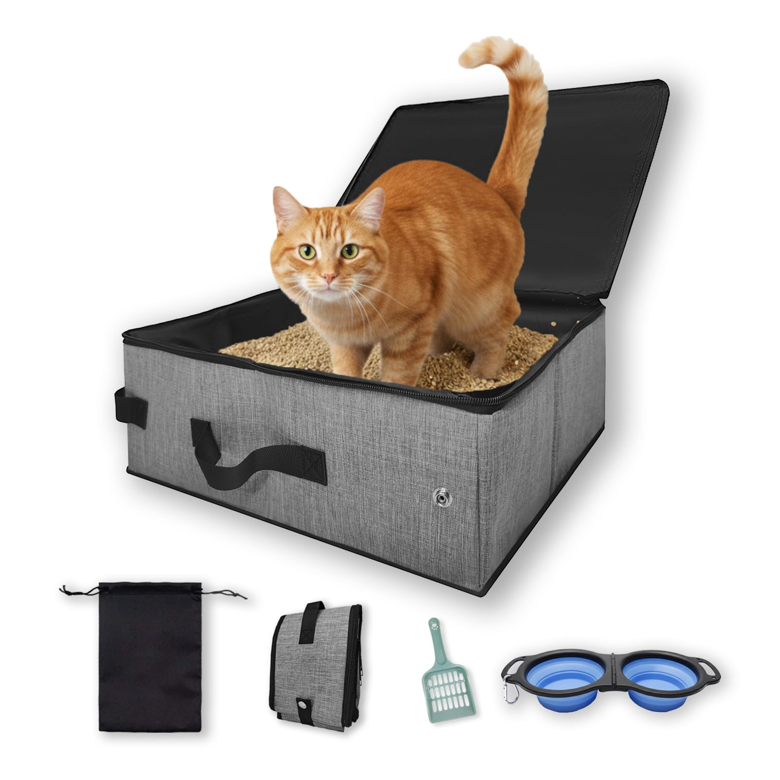 VeluXanipyr travel litter box folded for compact packing and quick setup