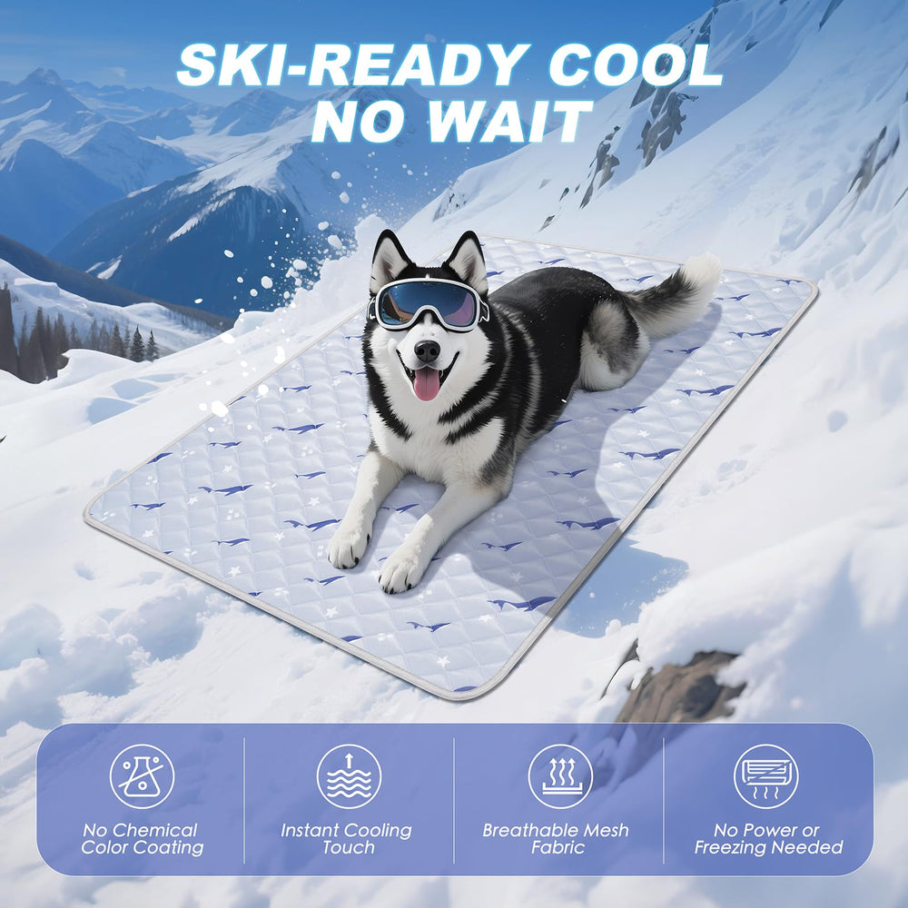 Velvopet dog cooling mat side profile highlighting slim, portable design for travel.