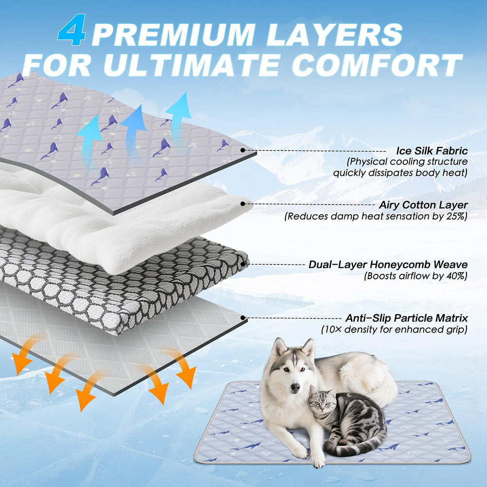 Velvopet dog cooling mat texture detail emphasizes durable, gel-free surface.
