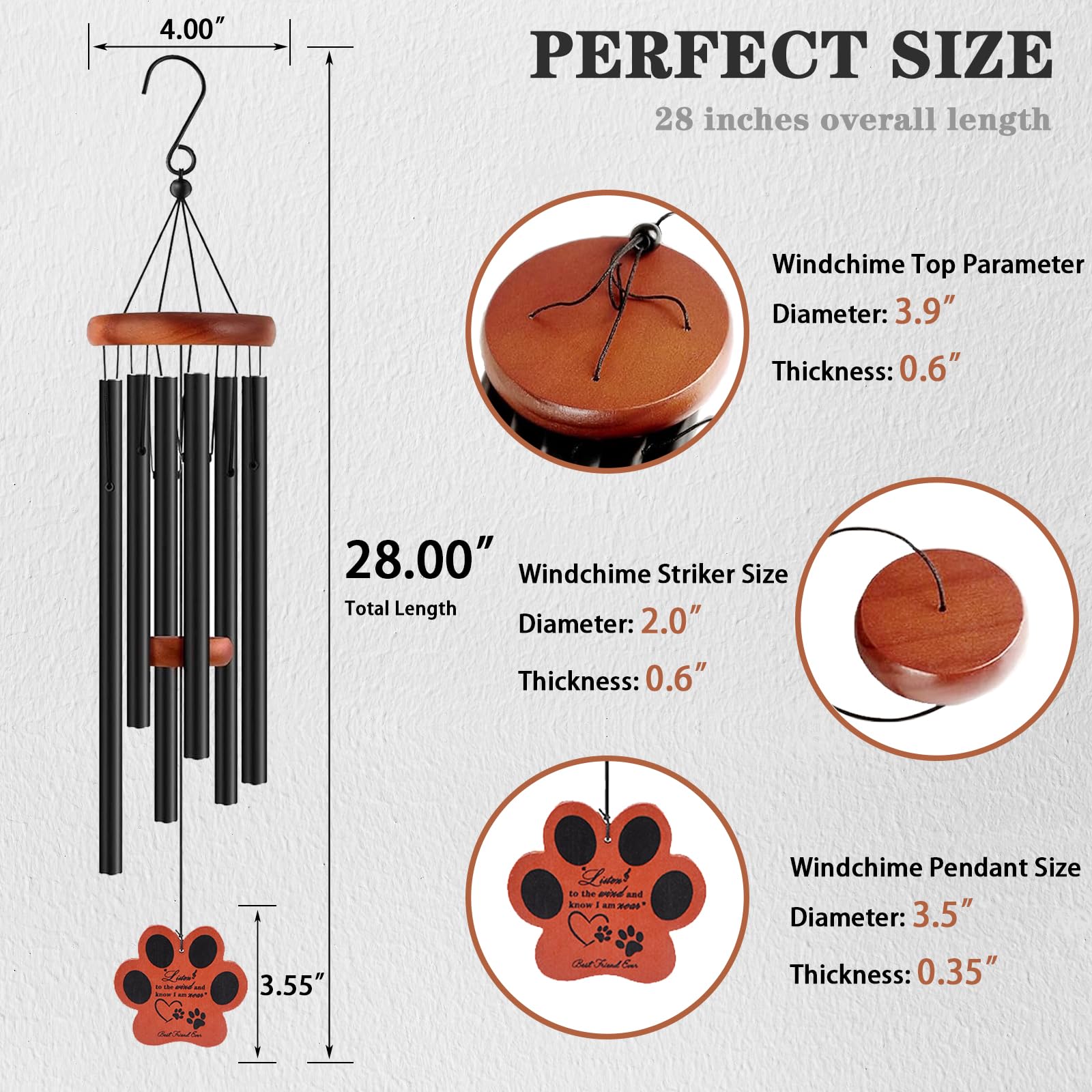 VENBEEL dog memorial wind chime with claw design for garden remembrance