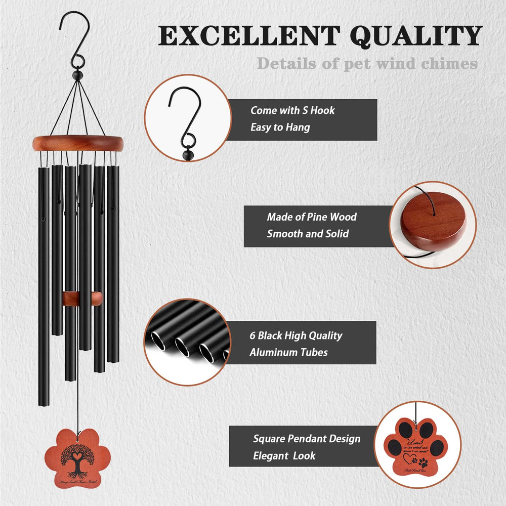 VENBEEL hand-tuned wind chime for clear, peaceful pet memories