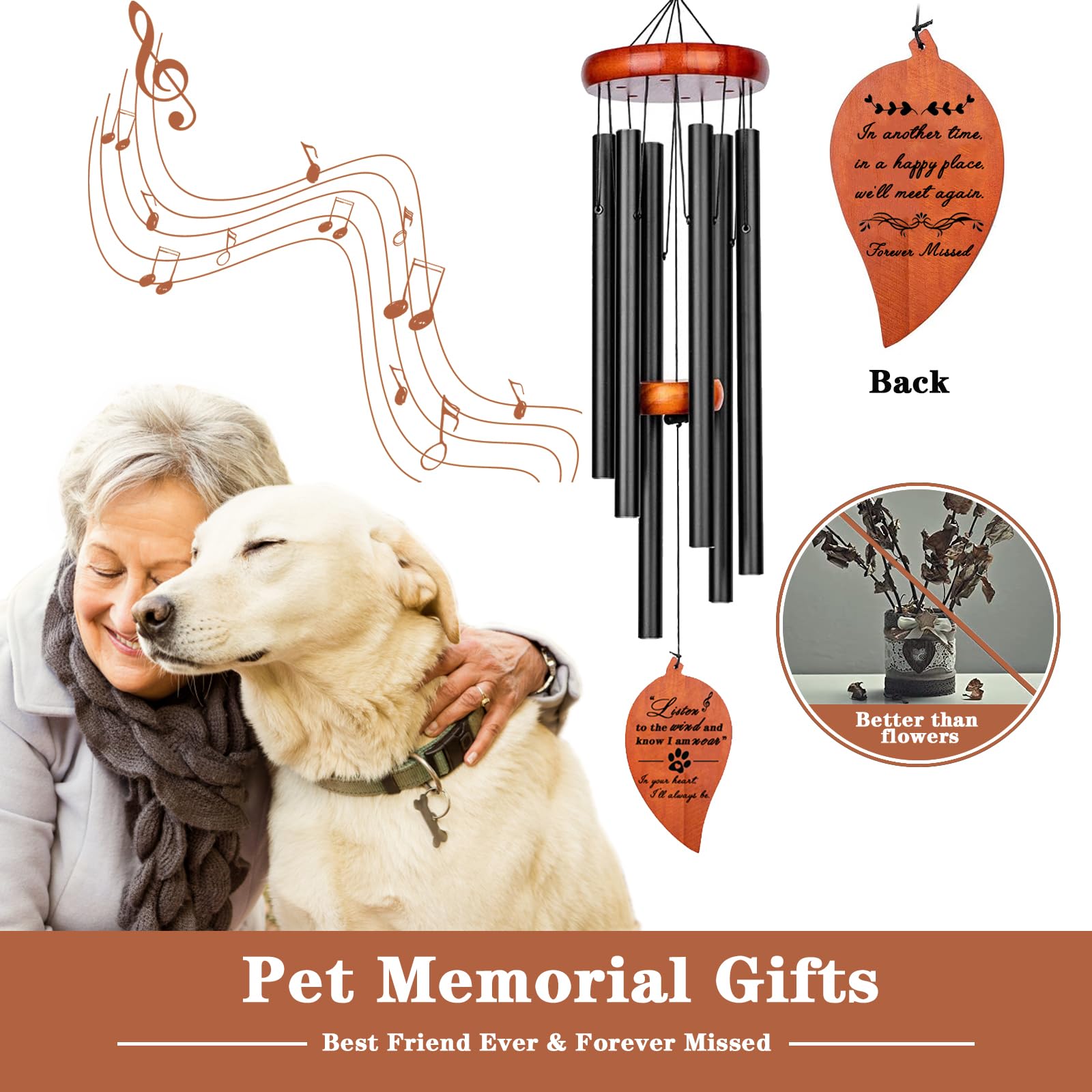 Venbeel paw print wind chime pendant emphasizes cherished memories.