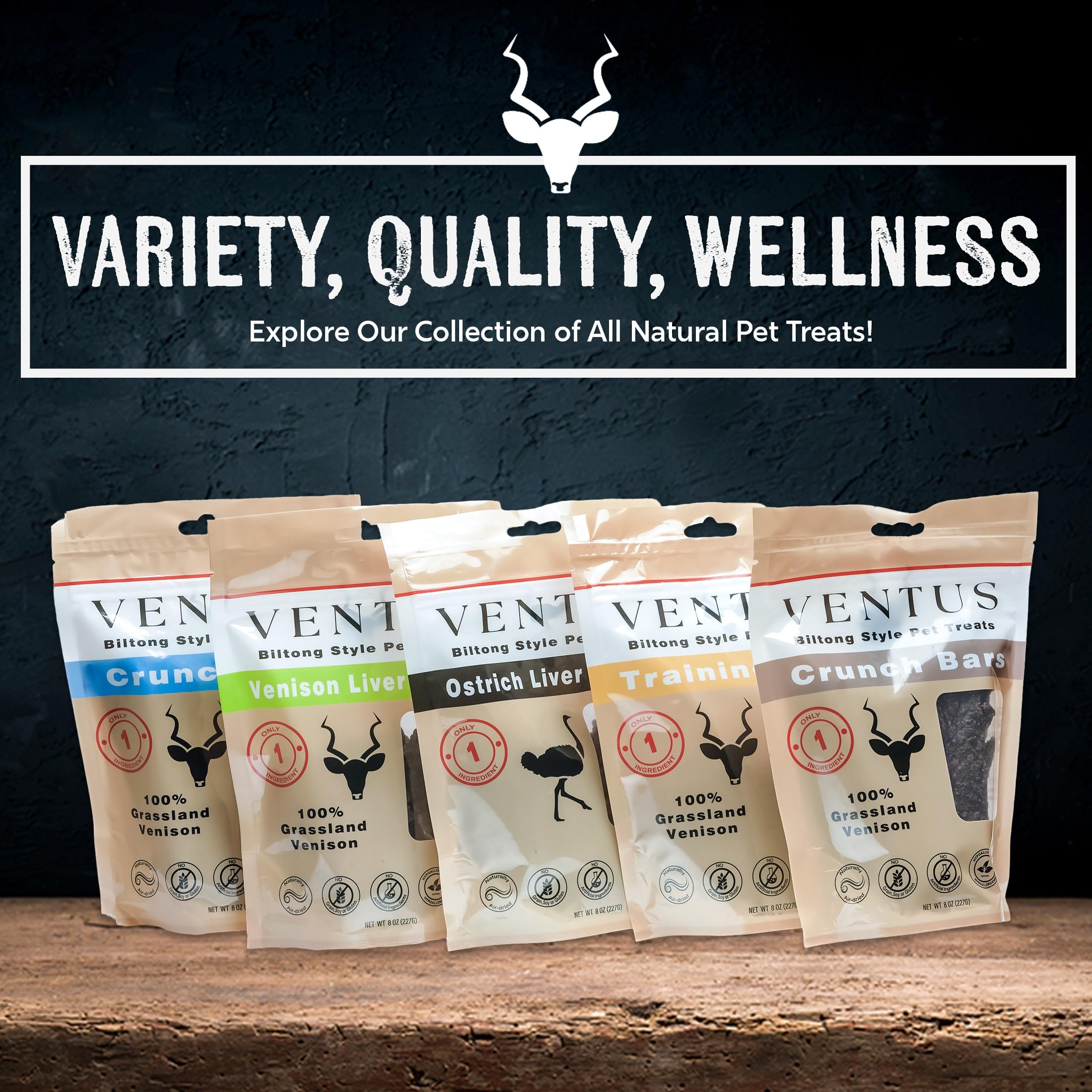 VENTUS Venison-rich Nutrition Snacks supporting overall pup wellness