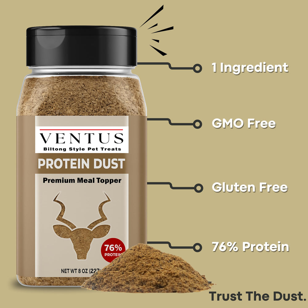 Ventus venison topper close-up reveals crisp air-dried texture without additives