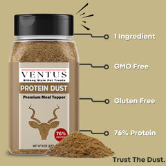 Ventus venison topper close-up reveals crisp air-dried texture without additives