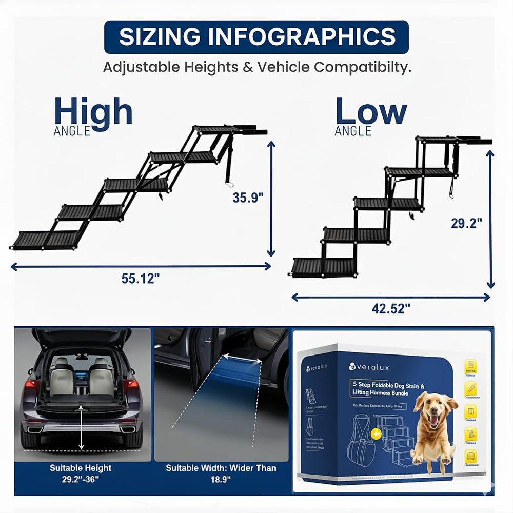VERALUX Foldable Lightweight Stairs store easily in trunks.
