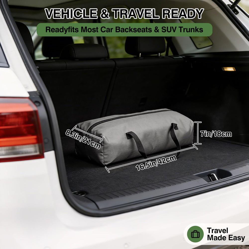 Lightweight Veraste crate with storage bag makes travel packing effortless.