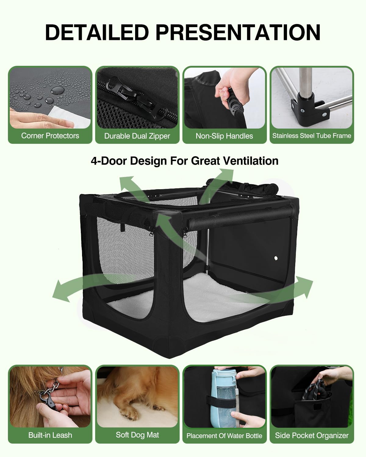 Veraste travel dog crate storage bag keeps gear organized