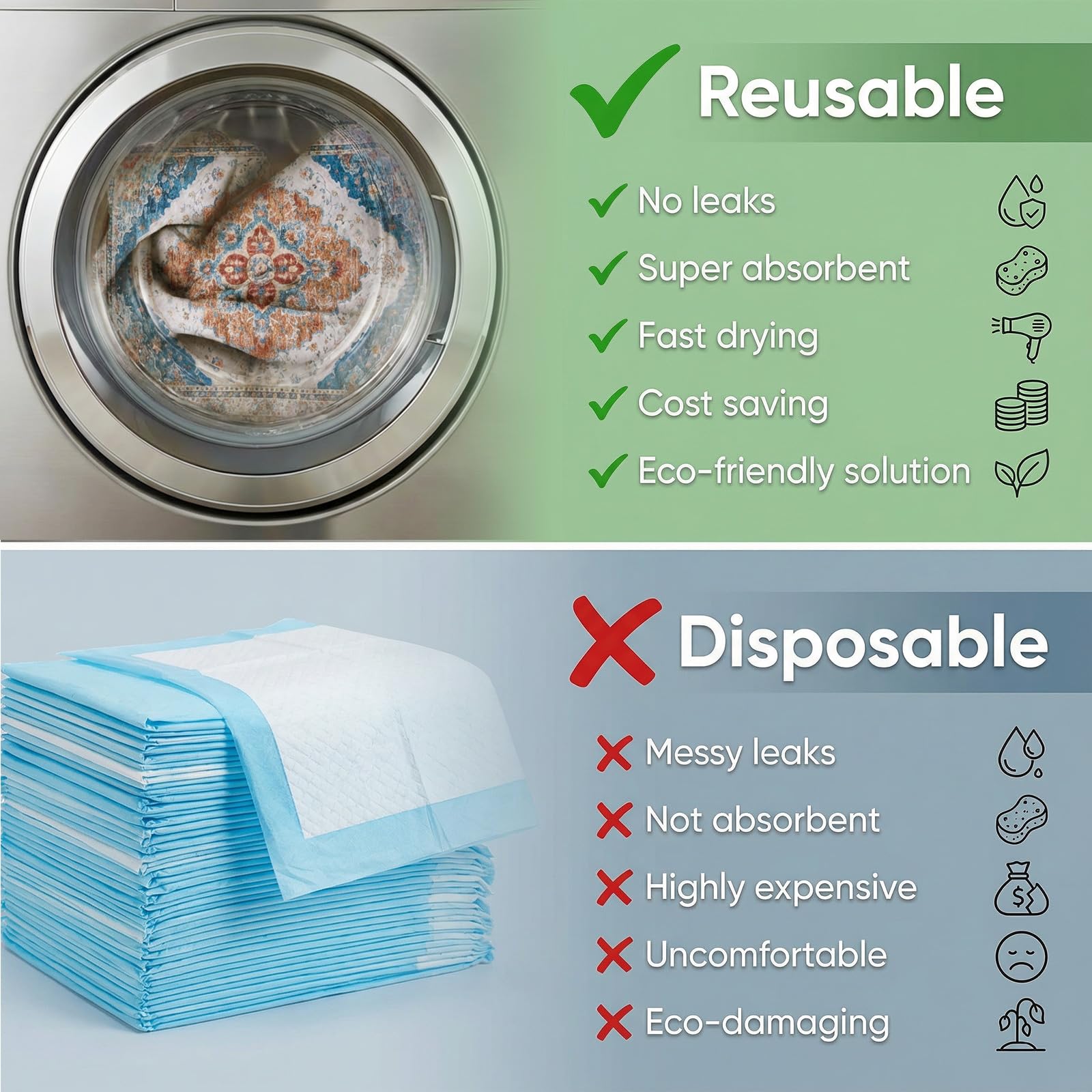 Verdasun reusable puppy potty pad used as crate liner for dogs