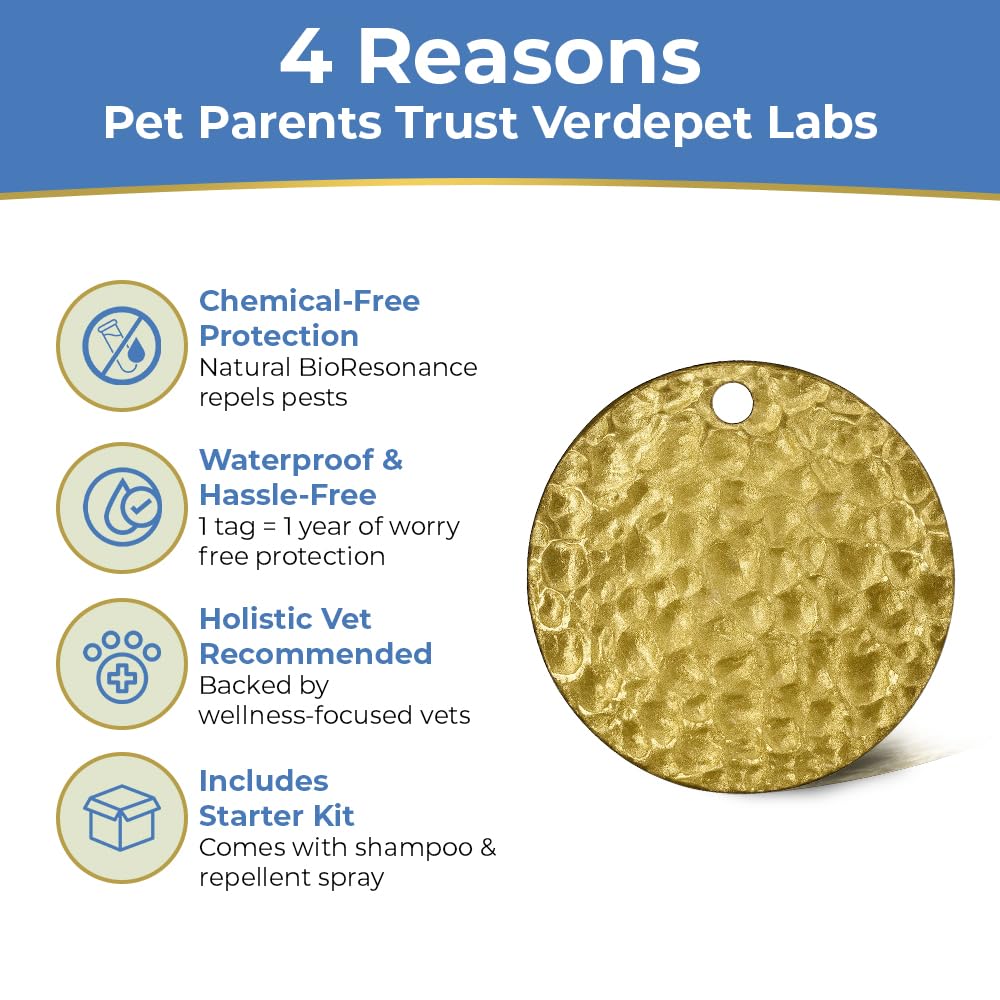 Verdepet Labs long-lasting tag showing up to 12 months of use.