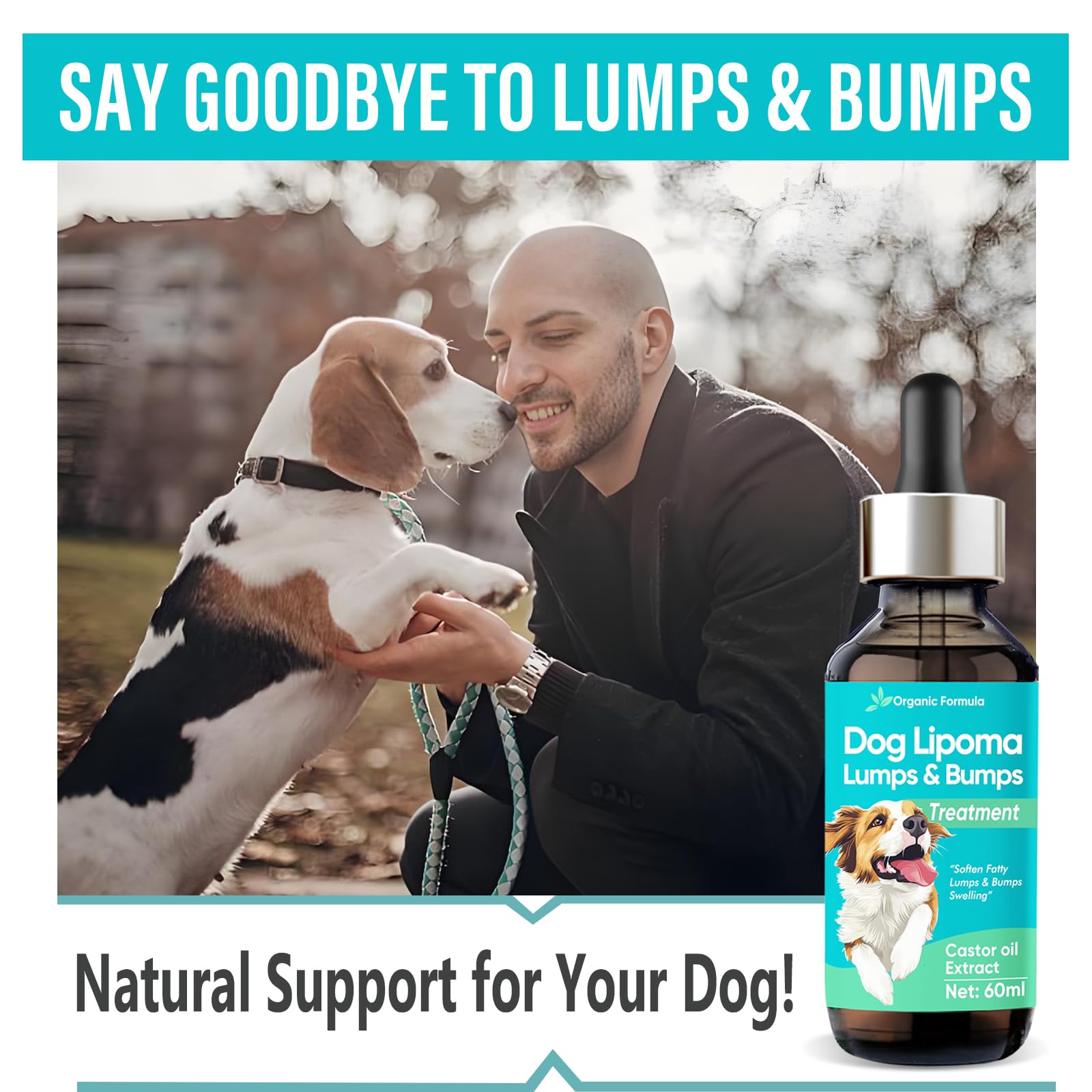 Castor oil application on a small dog in use