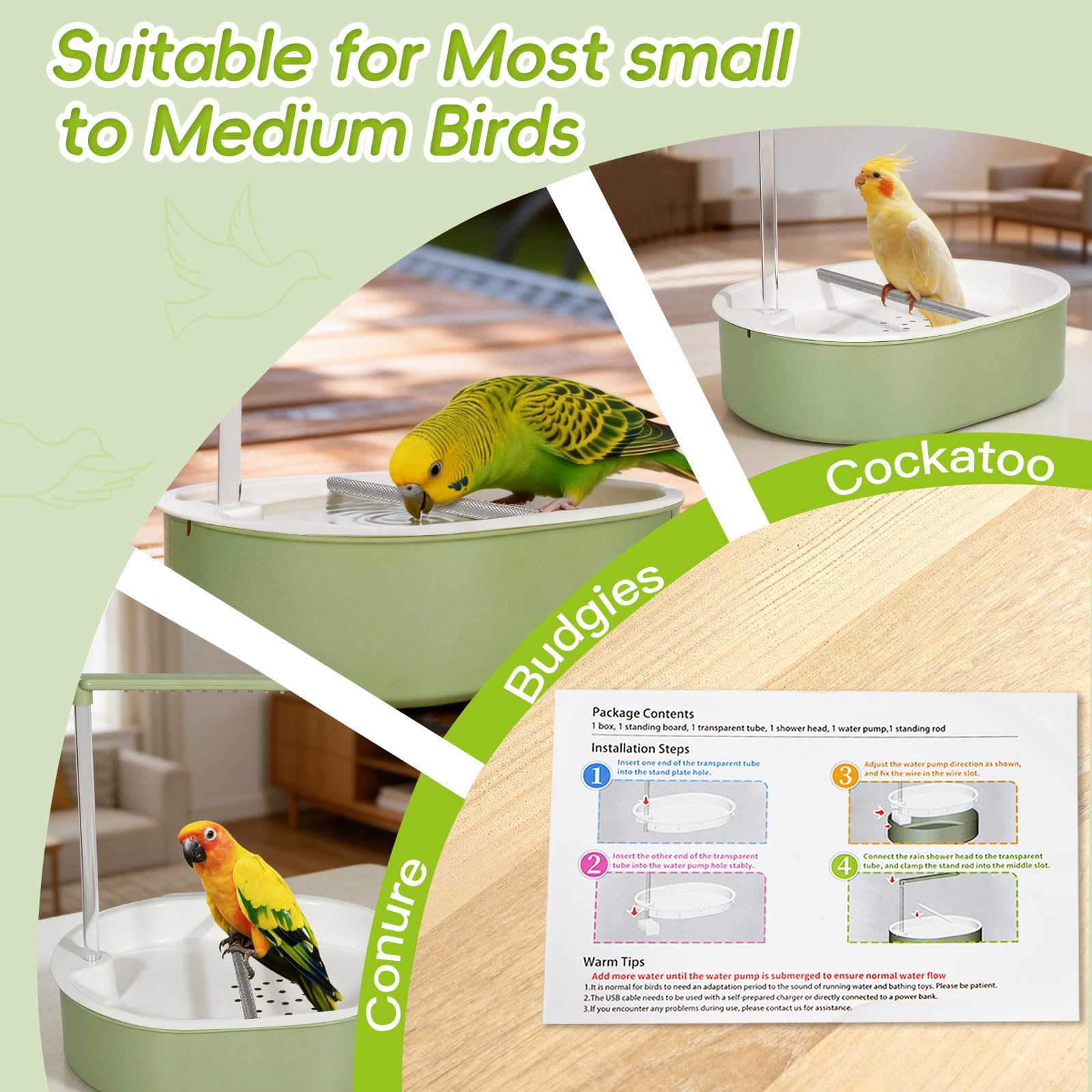 Verdria indoor-cage accessory suitable for parakeets, cockatiels, conures and more.
