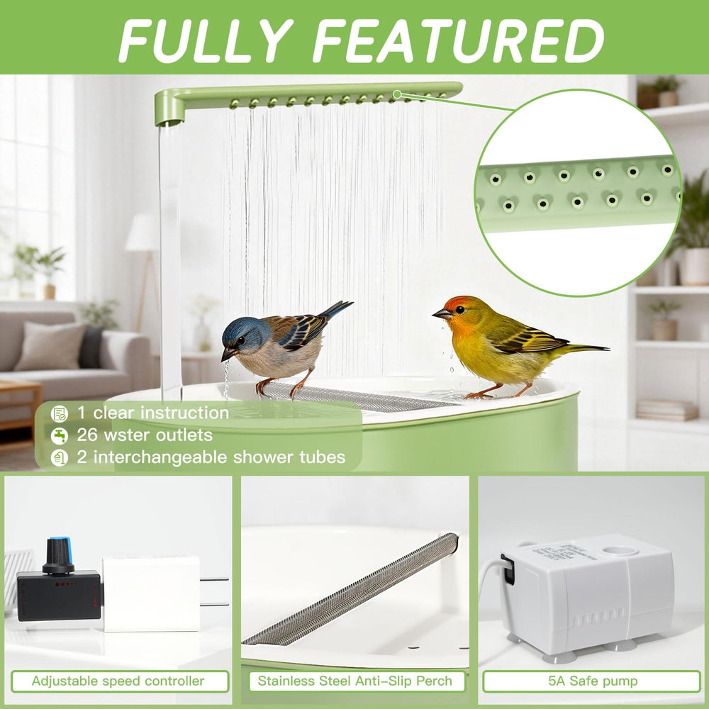 Verdria USB-powered bird shower ensures quiet, ready-to-use operation for daily baths.