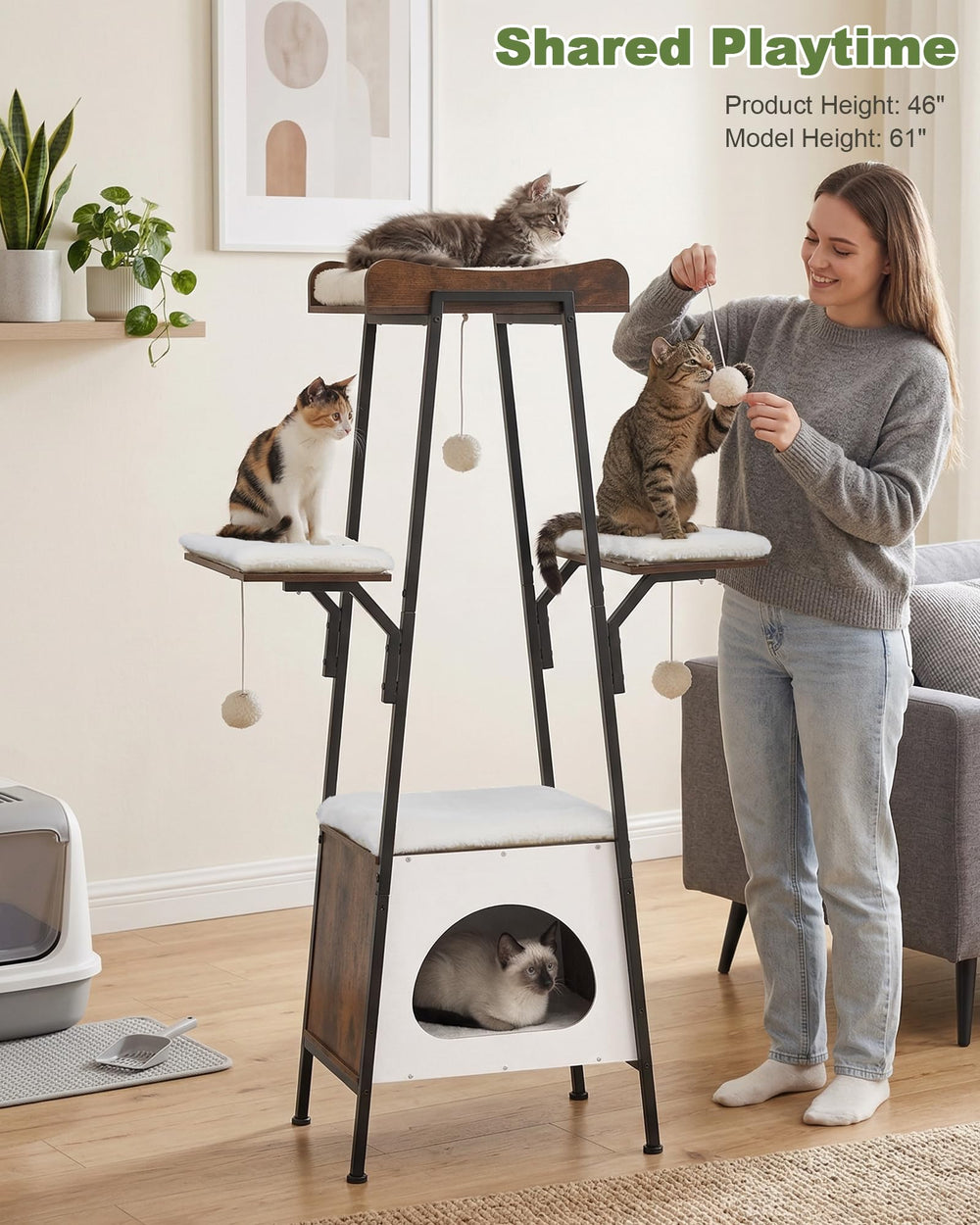 VERSASKY cat tree with multi-level perches for elevated resting spots.