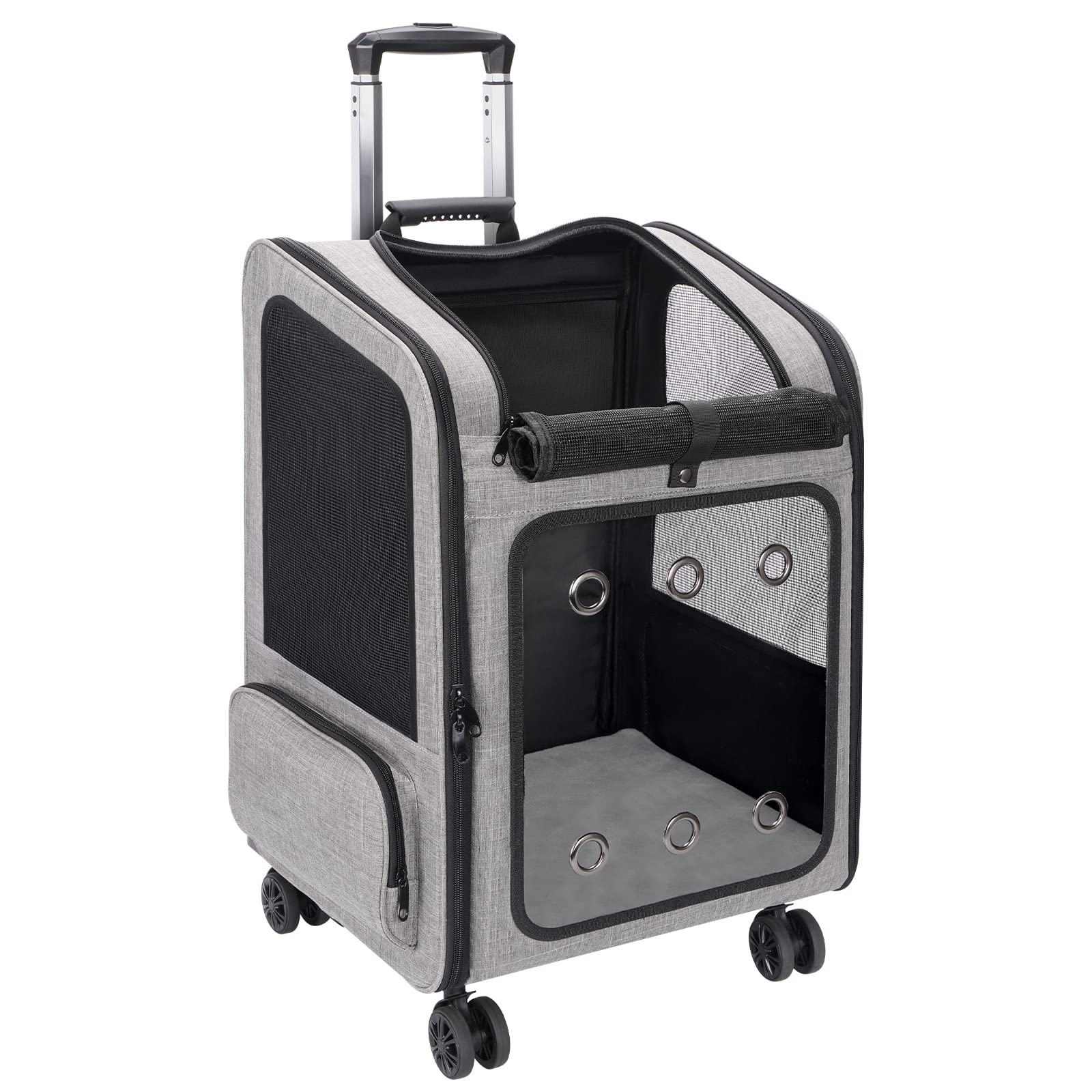 VERSMELO extra large pet carrier backpack with wheels front view for smooth travel