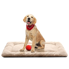 VERZEY dog bed 36inch cream crate pad in crate promotes cozy confinement and calm sleep.