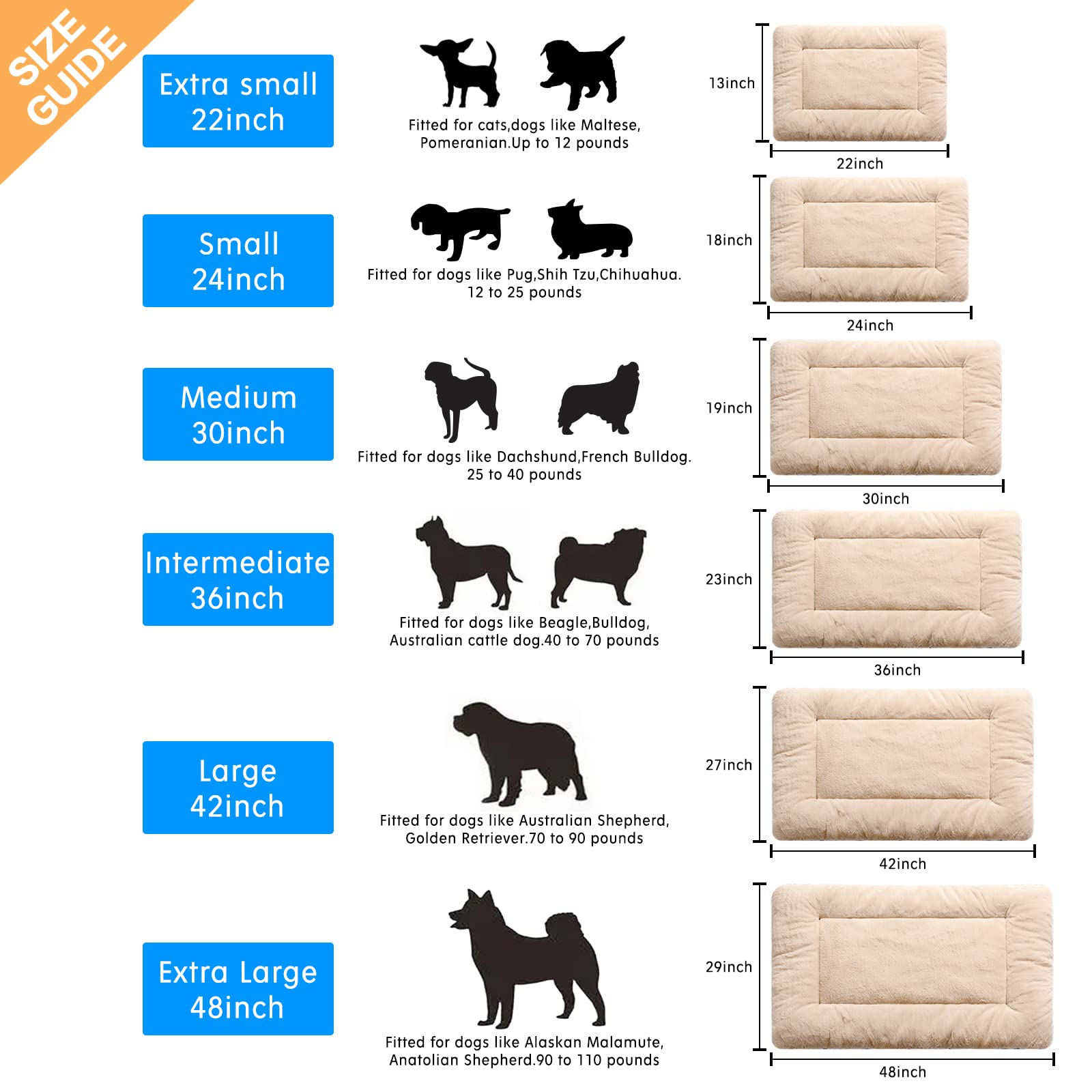VERZEY dog bed anti slip bottom keeps pad in place