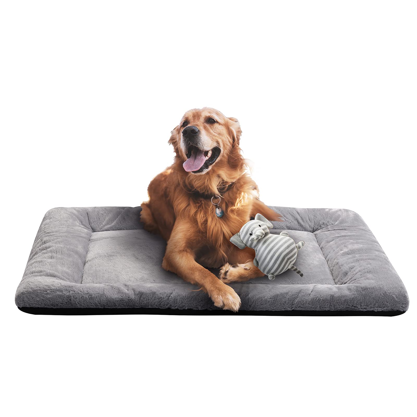 VERZEY 42-inch gray crate pad offers cozy comfort inside crates.