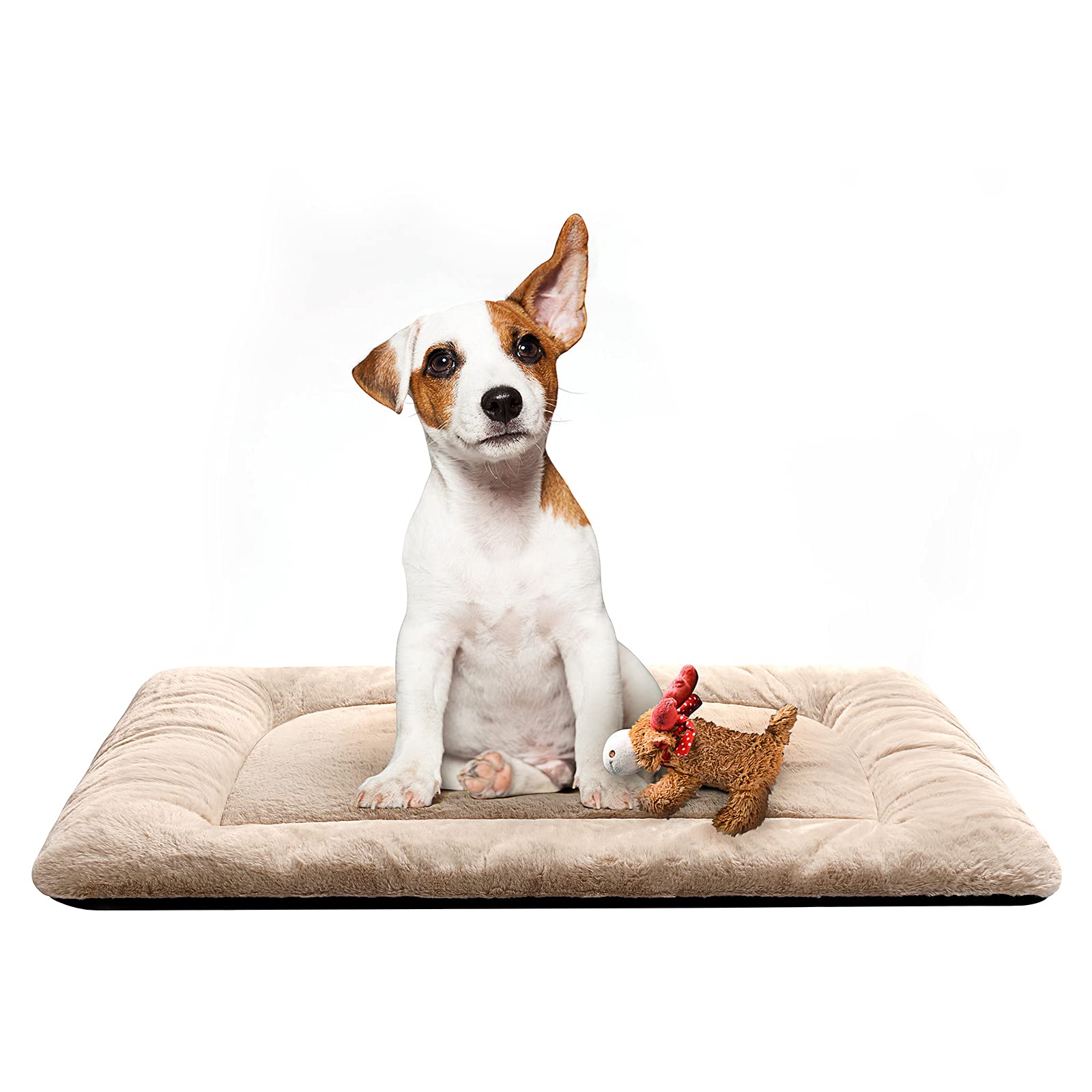 VERZEY dog bed crate pad cream front view, ultra-soft surface for cozy naps