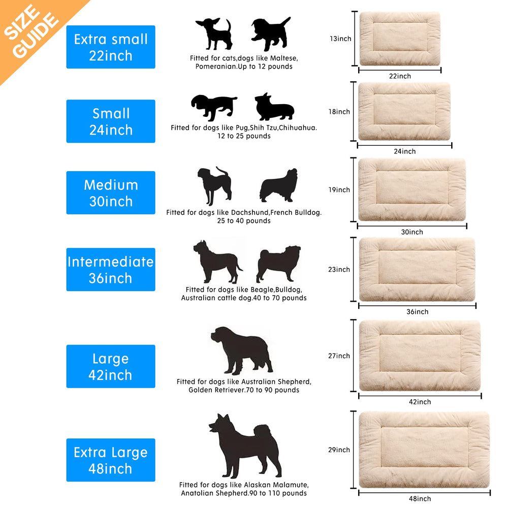 VERZEY dog bed crate pad cream top view, supportive shape for medium dogs