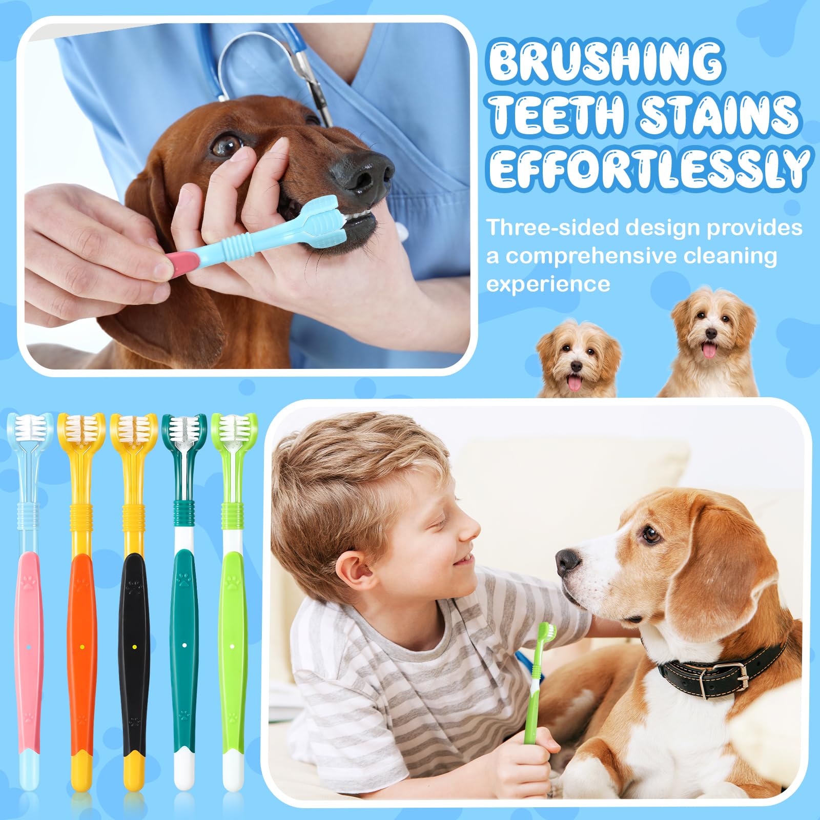 Vesici 20pcs pet toothbrush pack ensures ongoing dental care.