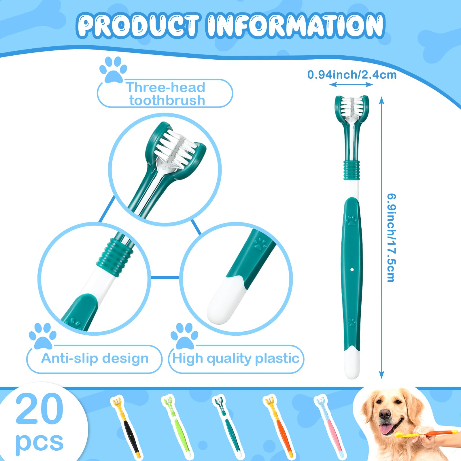 Vesici pet toothbrush soft bristles support gentle, comfortable brushing.