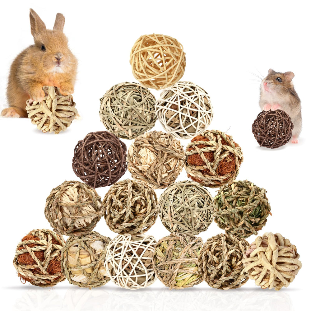 VESPRO Bunny Chew Grass Ball rolling for playful exercise in small pets.
