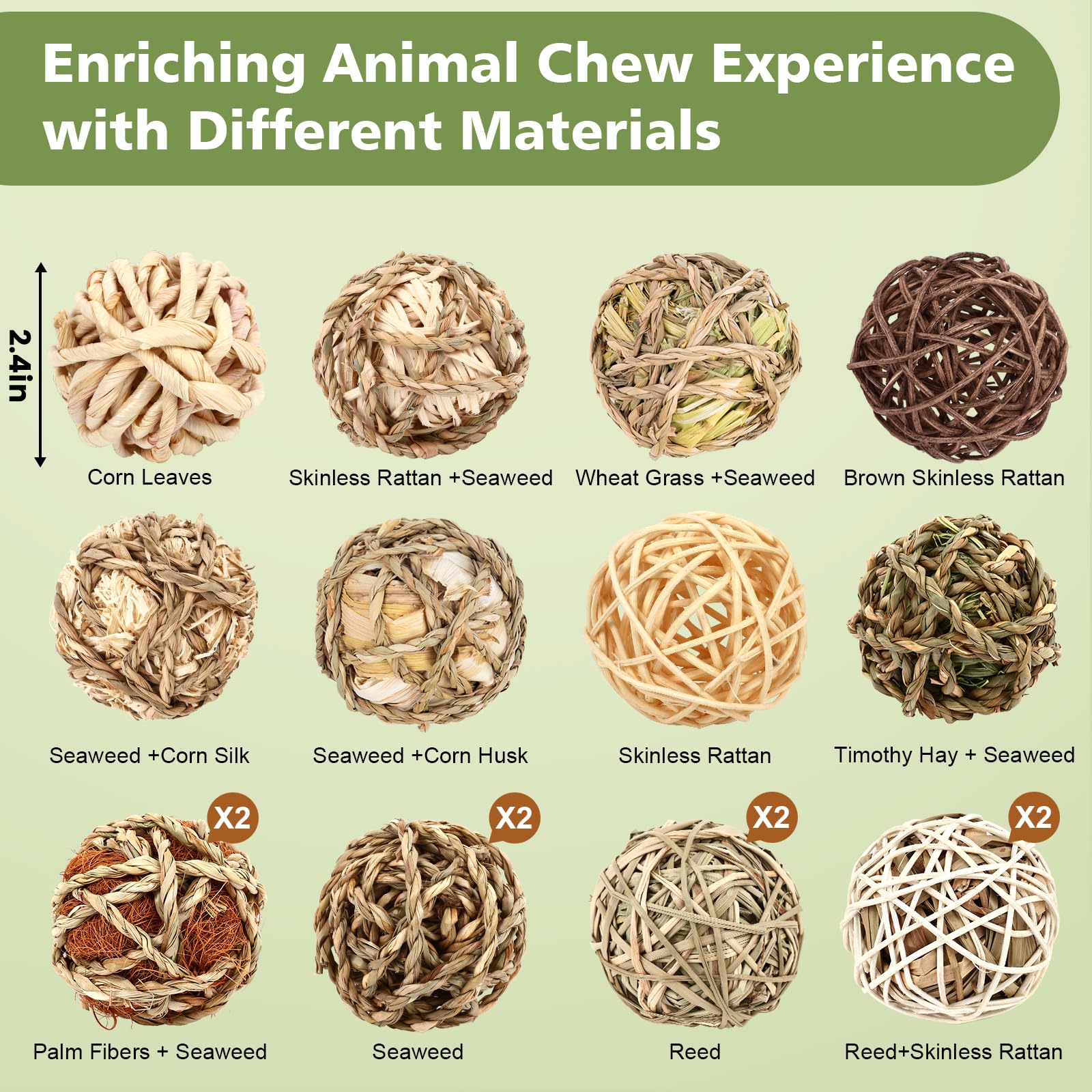 VESPRO Textured chew ball variety encourages exploration and nibbling for small animals.